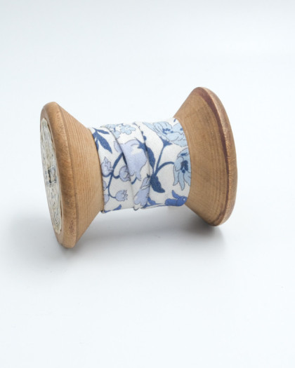 Biais Fleuri Mila Bleu  - Mercerine