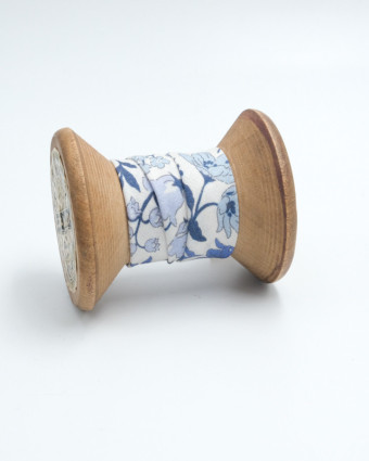 Biais Fleuri Mila Bleu  - Mercerine