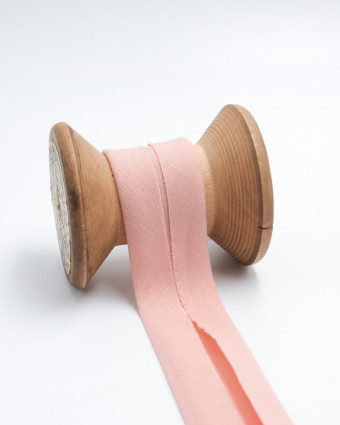 Biais coton Bio Rose dragée 20mm - Mercerine