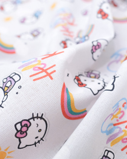 Coupons De Tissu Enfant Hello Kitty Et Pois Roses - Lot De 2 Pièces, Coton, Neuf, Fabriqué En France