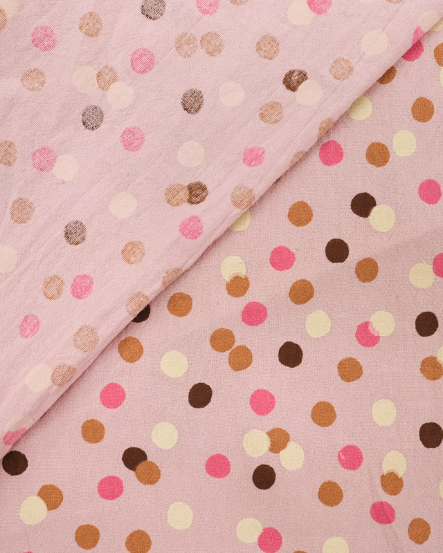 Coton lavé rose - Pois - tissu au metre - Mercerine