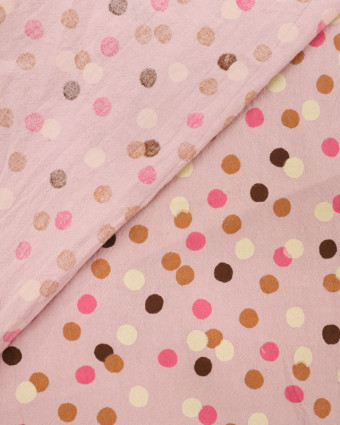 Coton lavé rose - Pois - tissu au metre - Mercerine
