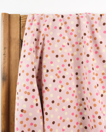 Coton lavé rose - Pois - tissu au metre - Mercerine