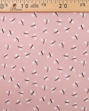 Libellules - Coton lavé - Tissu au metre - rose - Mercerine