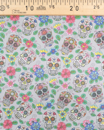 Tissu tete de mort - Popeline de coton satinee - Mercerine