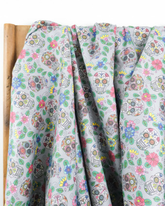Tissu tete de mort - Popeline de coton satinee - Mercerine