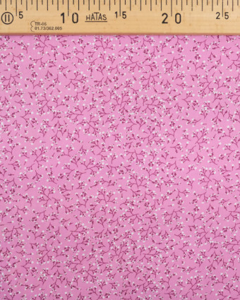  Popeline De Coton Petites feuilles rose - Mercerine