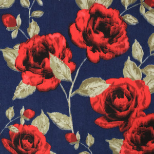 Tissu Victoria roses rouge...