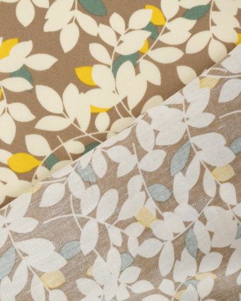 
Tissu Leona fleurie taupe  - Mercerine
