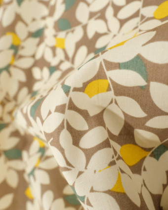 
Tissu Leona fleurie taupe  - Mercerine