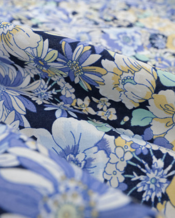 Tissu Victoire fleurs bleu - Mercerine