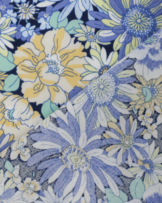 Tissu Victoire fleurs bleu - Mercerine