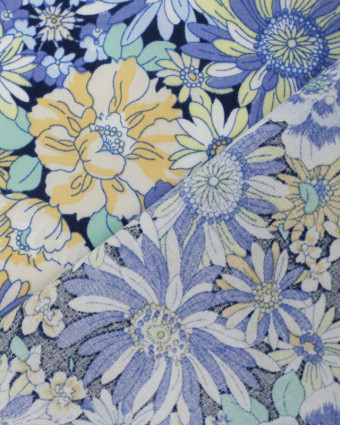 Tissu Victoire fleurs bleu - Mercerine