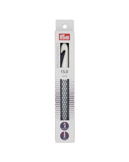 Crochet -Laine - Ergonomique -Gris - 15mm - Mercerine