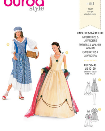 Patron de couture  déguisement Impératrice, Lavandière  - Burda 2479 - Mercerine