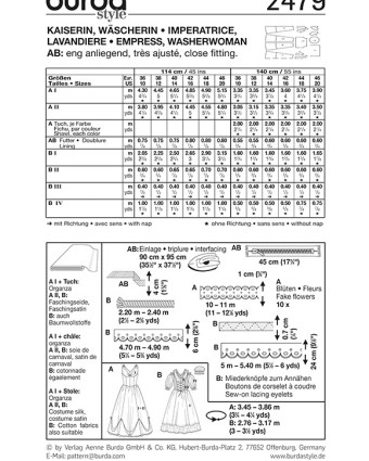 Patron de couture  déguisement Impératrice, Lavandière  - Burda 2479 - Mercerine