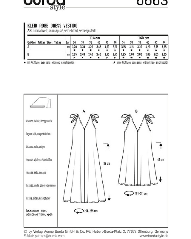 Patron Burda  Robe - Burda 6663 - Mercerine