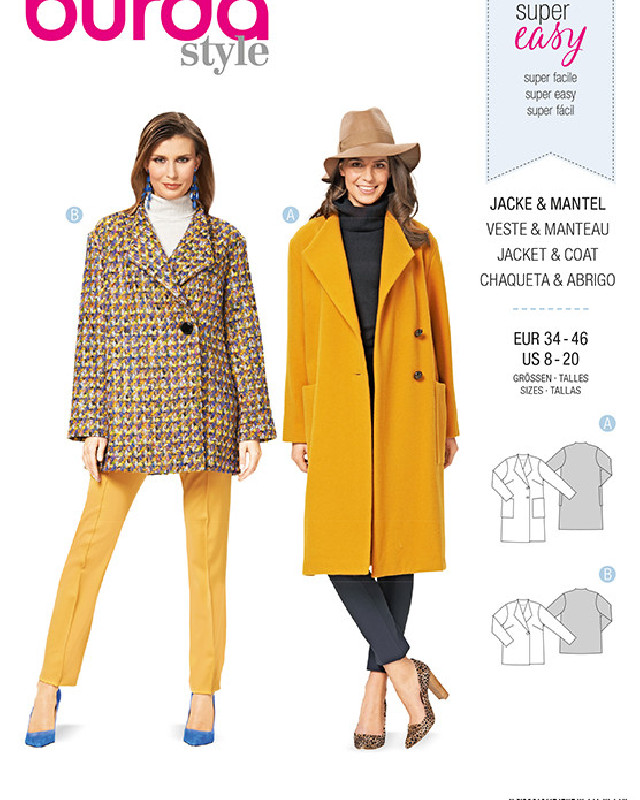 Patron de couture  Veste et manteau - Burda 6736 - Mercerine