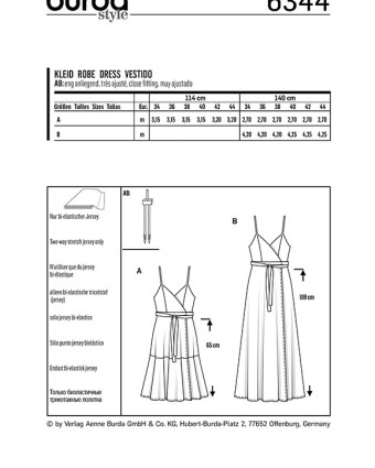 Patron de couture Robe femme  - Burda 6344 - Mercerine