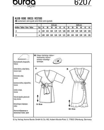 Patron Robe kimono  - Burda 6207 - Mercerine