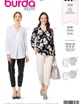 Patron Burda Blouse à longues  - Burda 6278 - Mercerine