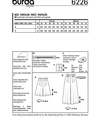 Patron de couture Bermuda femme  - Burda 6226 - Mercerine