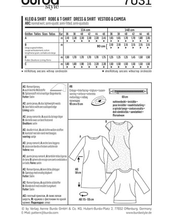 Patron de couture  Robe et t-shirt - Burda 7031 - Mercerine