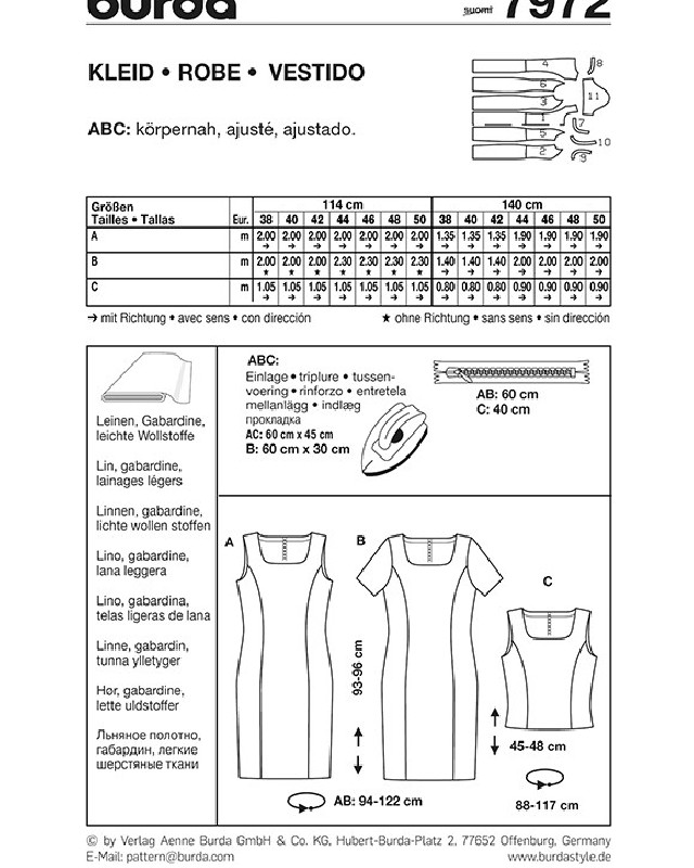 Patron Burda  Robe - Burda 7972 - Mercerine