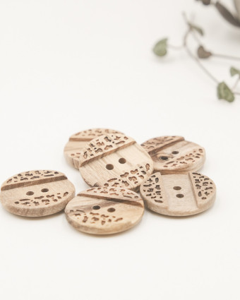 Bouton - Bouton en bois - Effet martelé - Naturel - Mercerie - Mercerine