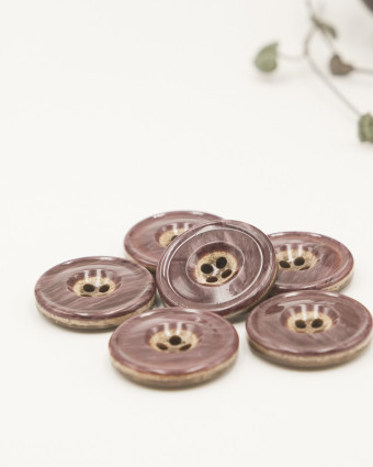Bouton nacré - 4 trous - Mercerie - Bouton à coudre - prune - Mercerine