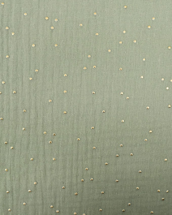 Double gaze - Vert - Kaki - Pois - or - Coton - Oekotex - Mercerine