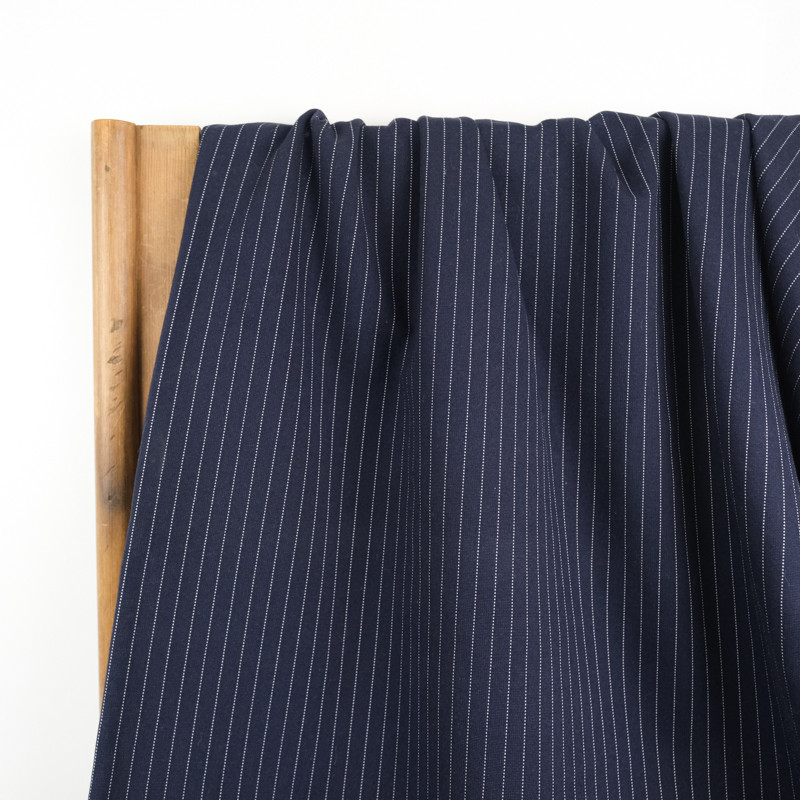 Tissu jersey épais Ponte Épais bleu marine rayé x10cm -  Mercerine