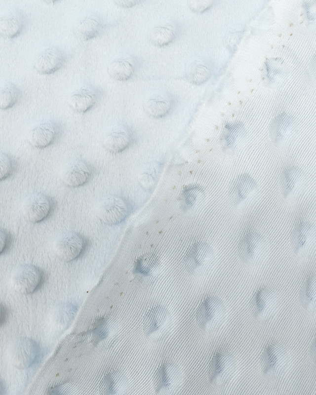 Minky - Tissu doudou - Pois - Bleu ciel - Mercerine