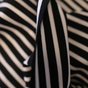  Tissu jersey épais Ponte Rayé noir blanc x10cm -  Mercerine