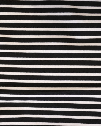 Tissu ponte - Jersey épais rayé noir blanc - Mercerine