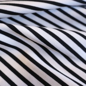  Tissu jersey épais Ponte blanc Rayé noir x10cm -  Mercerine