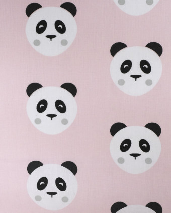 Tissu coton - Coton imprimé panda - Rose - Mercerine