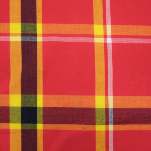Tissu madras rouge jaune - 10cm