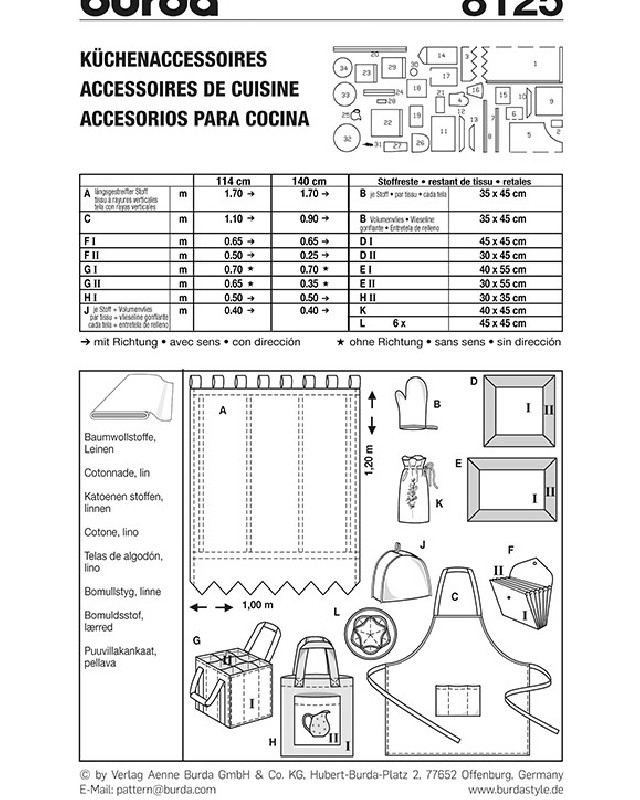 Patron Accessoires  - Burda 8125 - Mercerine