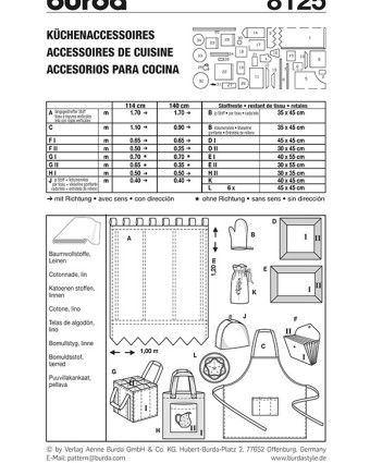 Patron Accessoires  - Burda 8125 - Mercerine