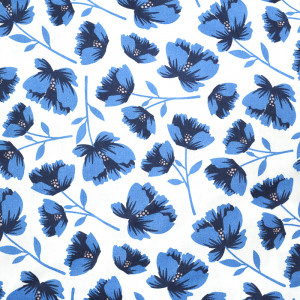 Popeline de coton fleuri bleu...