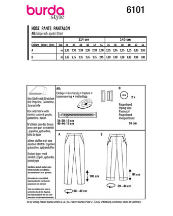 Patron de couture Pantalon Burda - Mercerine