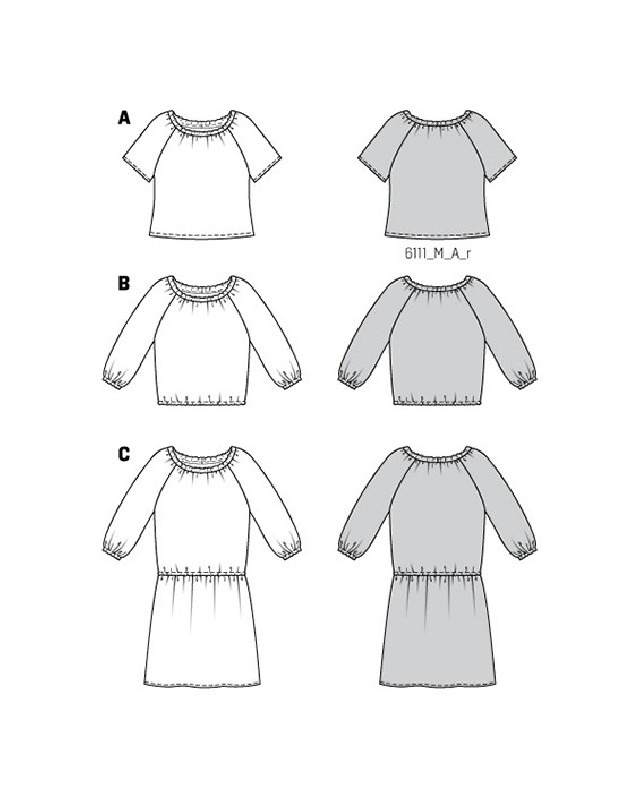 Patron de couture Femme Blouse Robe Burda 6111 - Mercerine