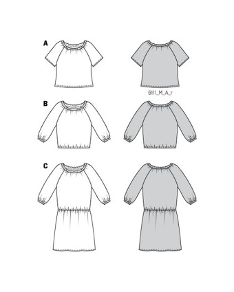 Patron de couture Femme Blouse Robe Burda 6111 - Mercerine