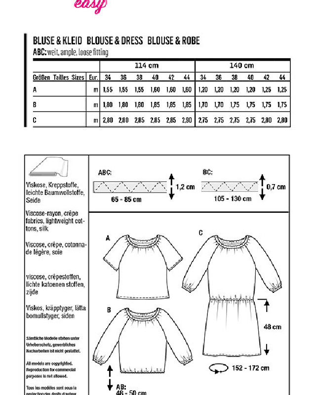 Patron de couture Femme Blouse Robe Burda 6111 - Mercerine