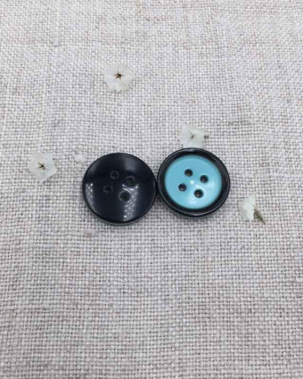 Bouton Bleu Bord Noir 15 mm – Bouton Couture | Mercerine