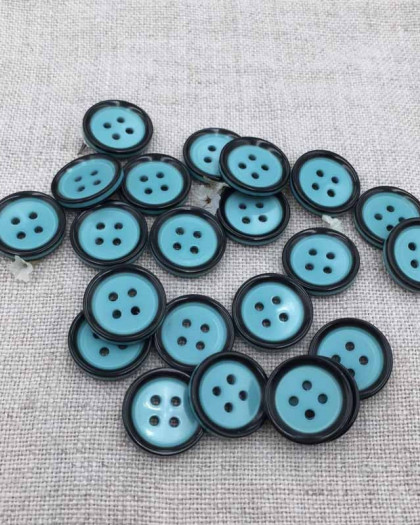 Bouton Bleu Bord Noir 15 mm – Bouton Couture | Mercerine