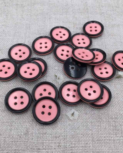 Bouton Rose Bord Noir 15 mm – Bouton Couture | Mercerine