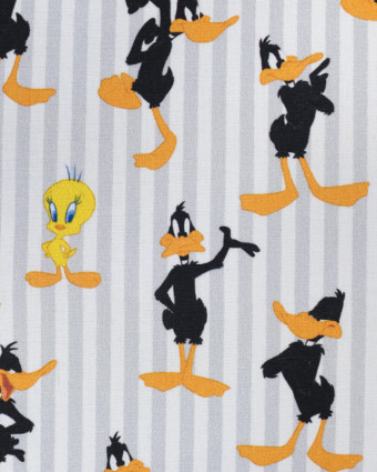 Tissu Looney tunes fond rayé 