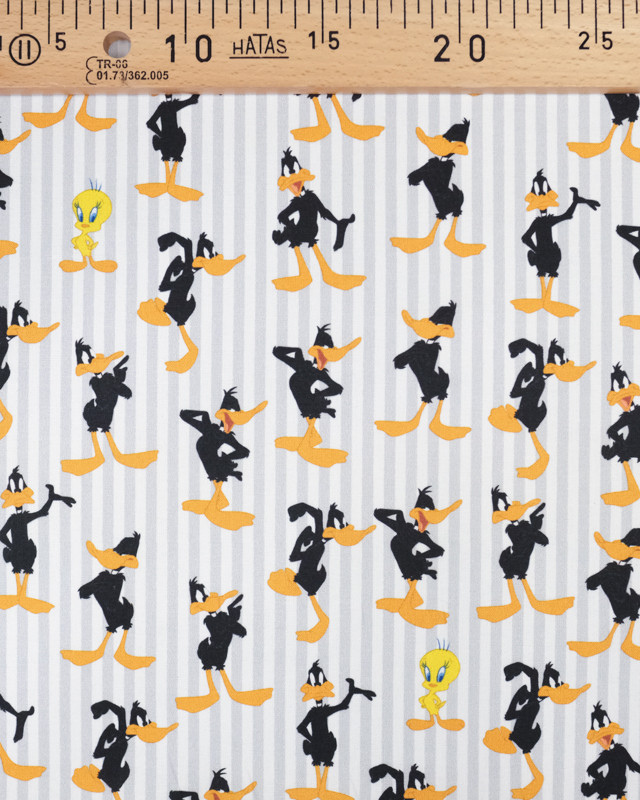 Tissu Looney tunes fond rayé 